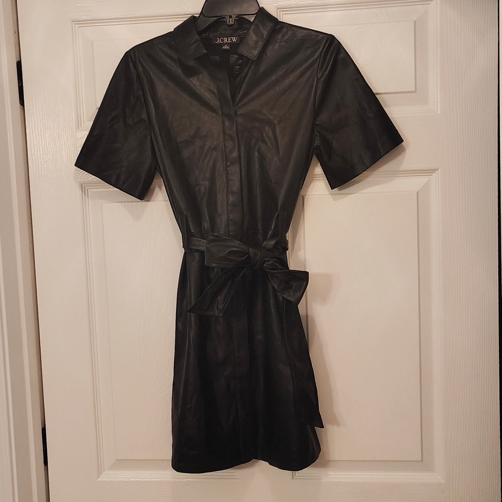 J. Crew Black Faux Leather Mini Dress Size XS